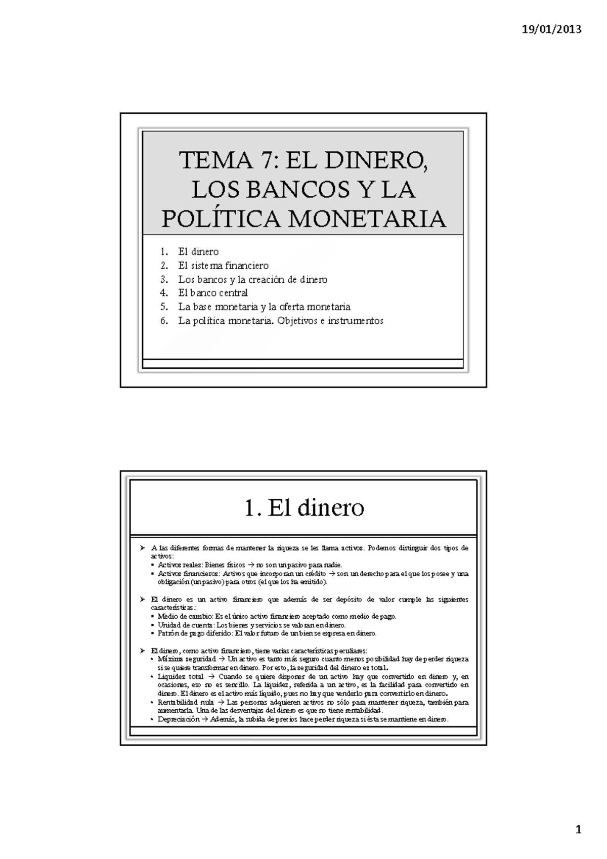 Tema 7. El Dinero, Los Bancos Y La Política Monetaria (selección ...