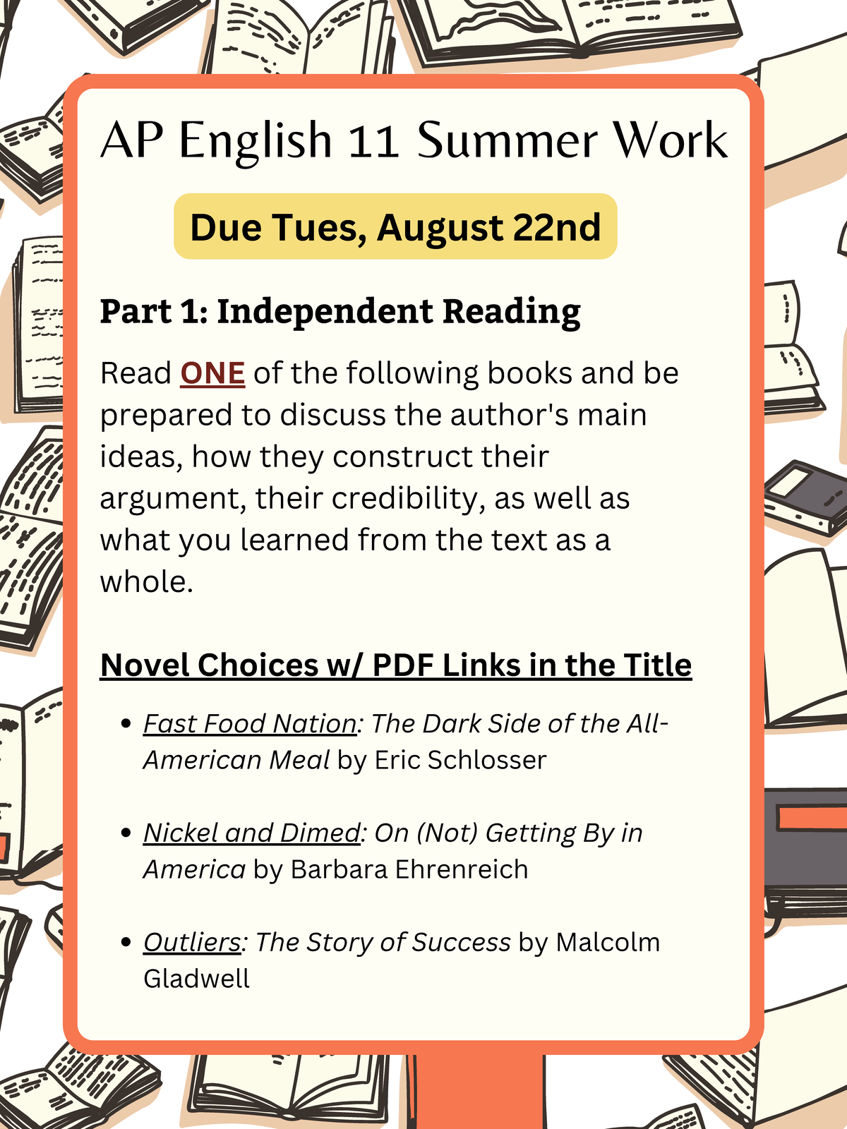 AP English 11 Summer Work Directions - AP English 11 Summer Work Part 1 ...