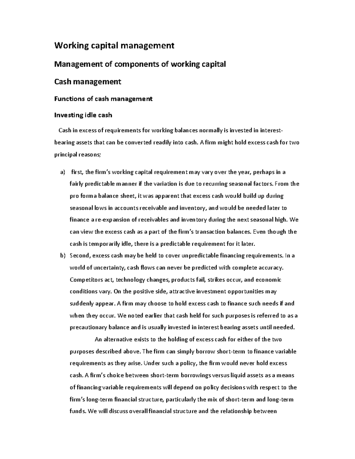 working capital management term paper