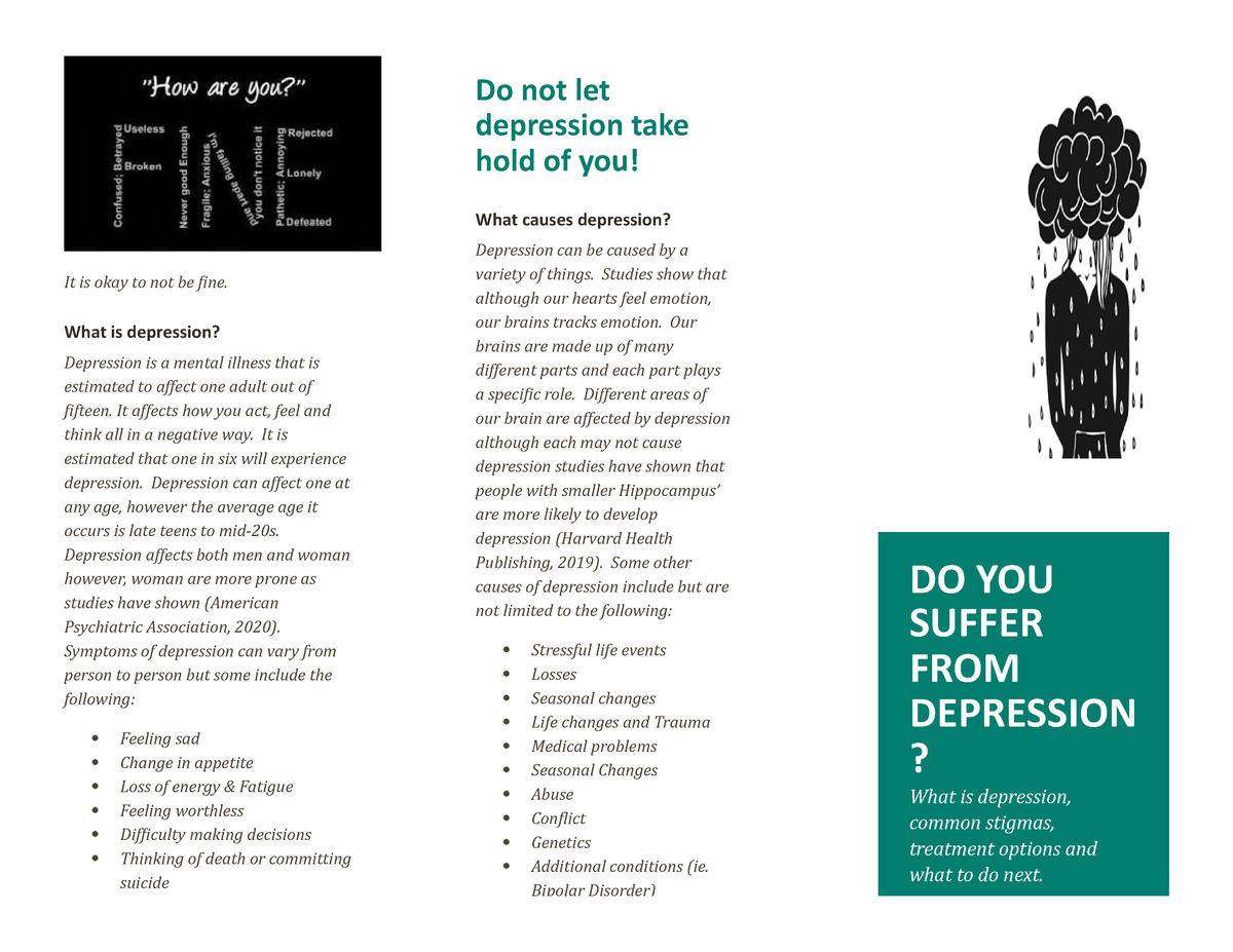 Depression Brochure - It is okay to not be fine. What is depression ...