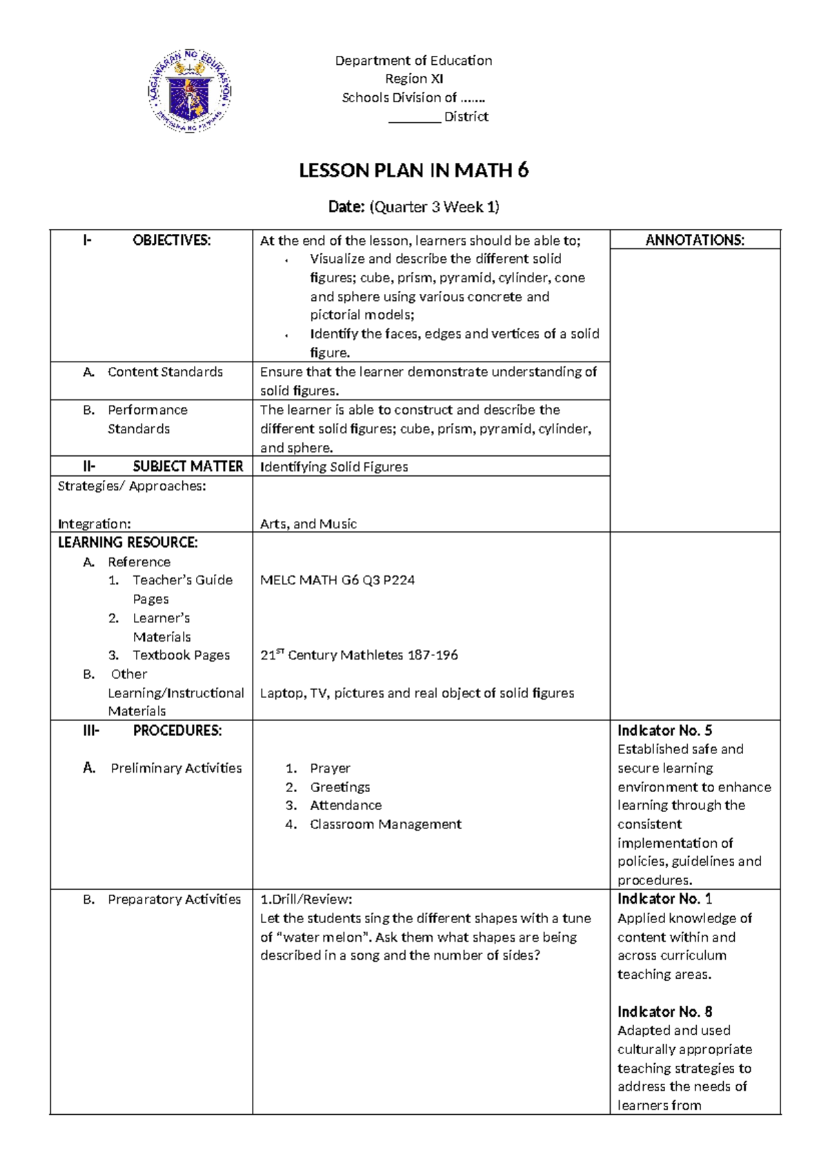MATH COT Q3 math 5 - helpful - Department of Education Region XI ...