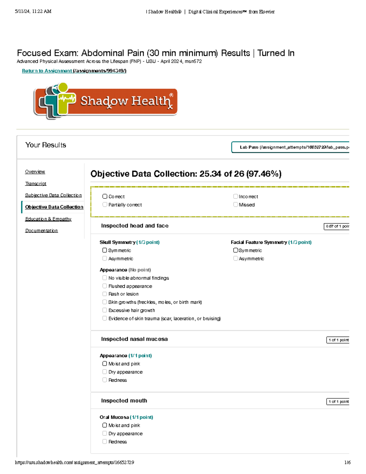 Focused Abdominal Assessment Esther Park Objective Focused Exam