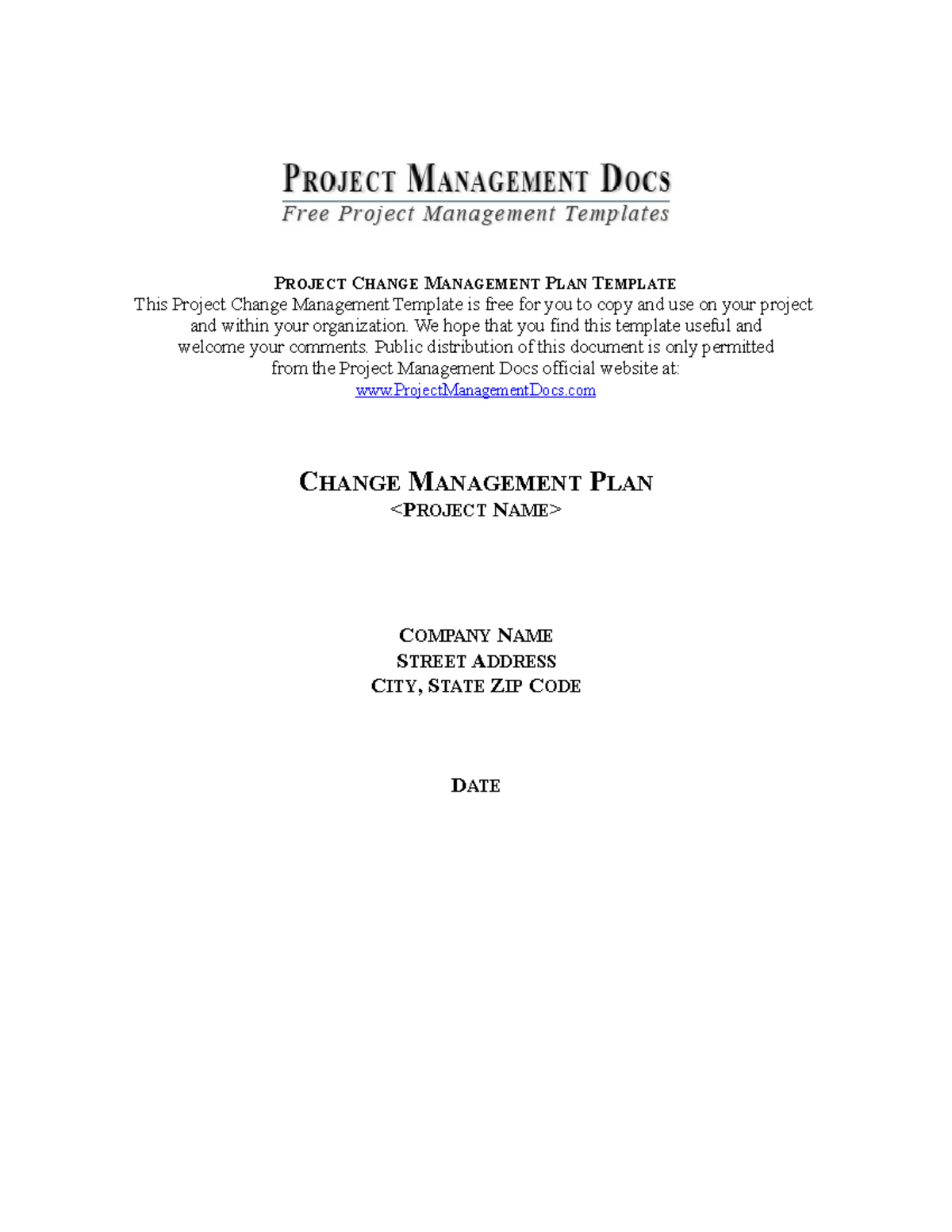 Change-Management-Plan - PROJECT CHANGE MANAGEMENT PLAN TEMPLATE This ...