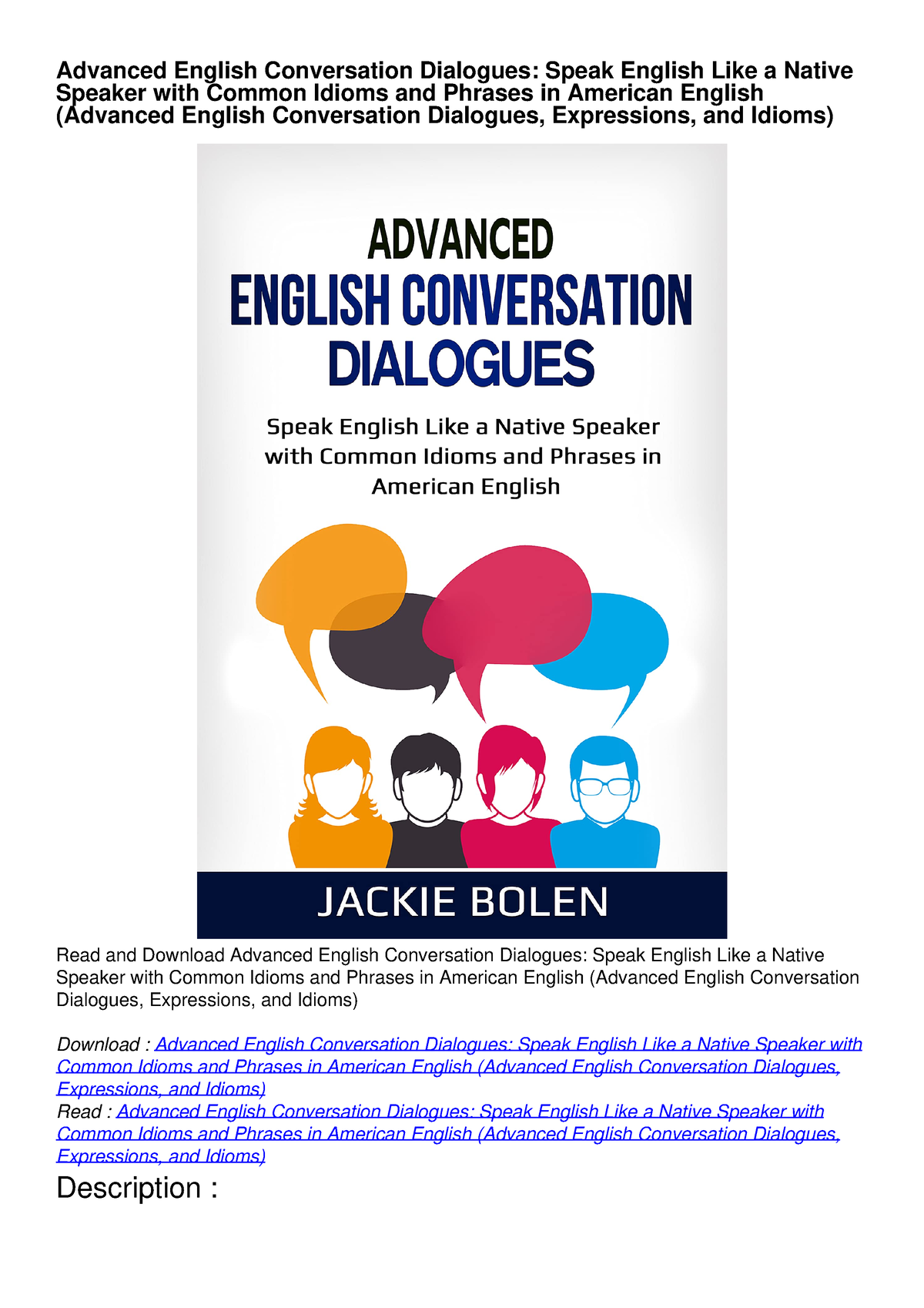 PDF/READ Advanced English Conversation Dialogues: Speak English Like a ...