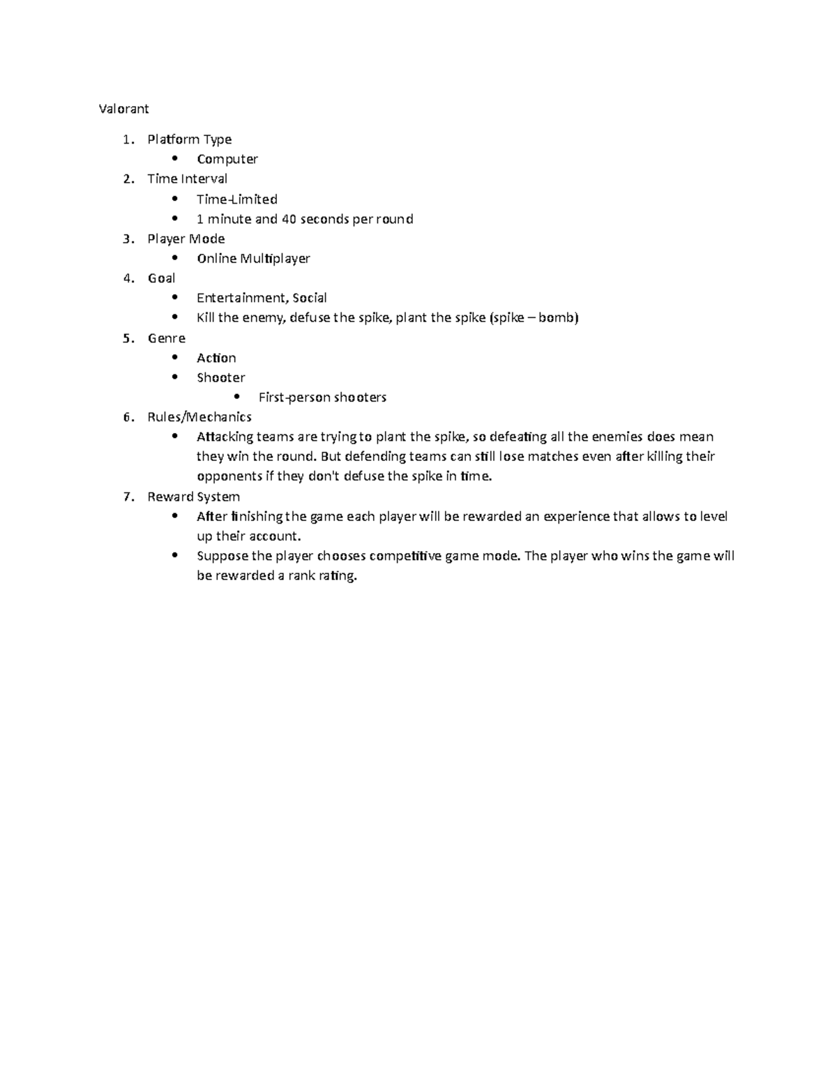 Game Development - 02 e LMS Activity 1 - Valorant Platform Type ...