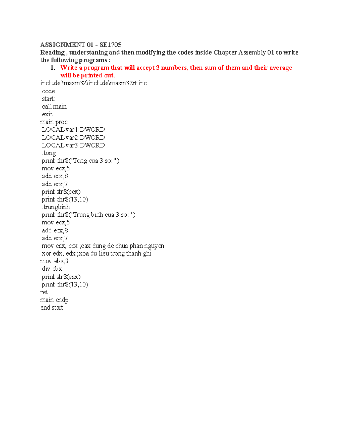 Assignment 01. Tran Ngoc Tram - SE172825 docx - ASSIGNMENT 01 - SE ...