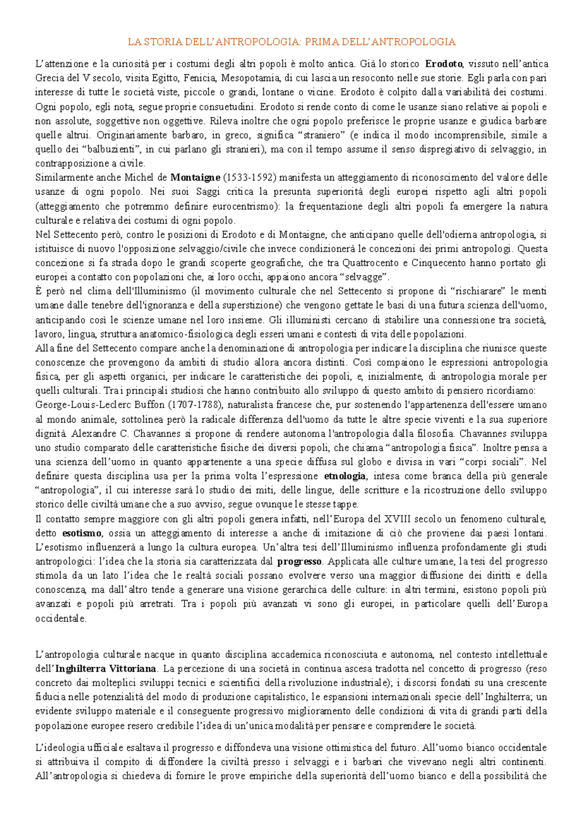 25102023 LA STORIA DELL’ANTROPOLOGIA PRIMA DELL’ANTROPOLOGIA LA