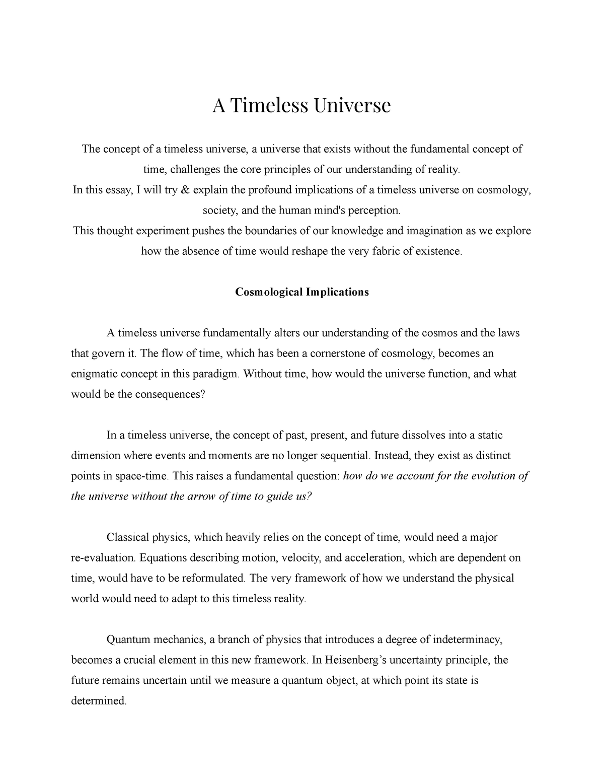 essay of universe