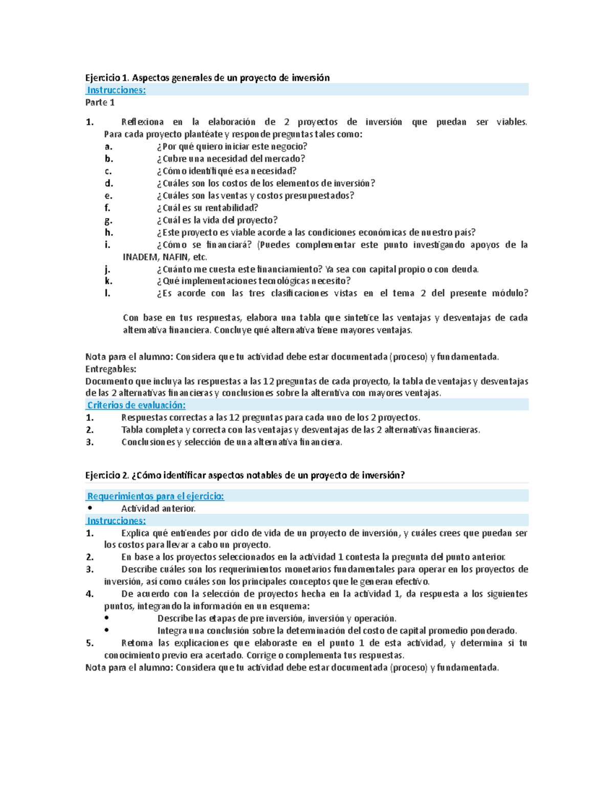 Ejercicios EP - Poyecto De Business - Ejercicio 1. Aspectos Generales ...