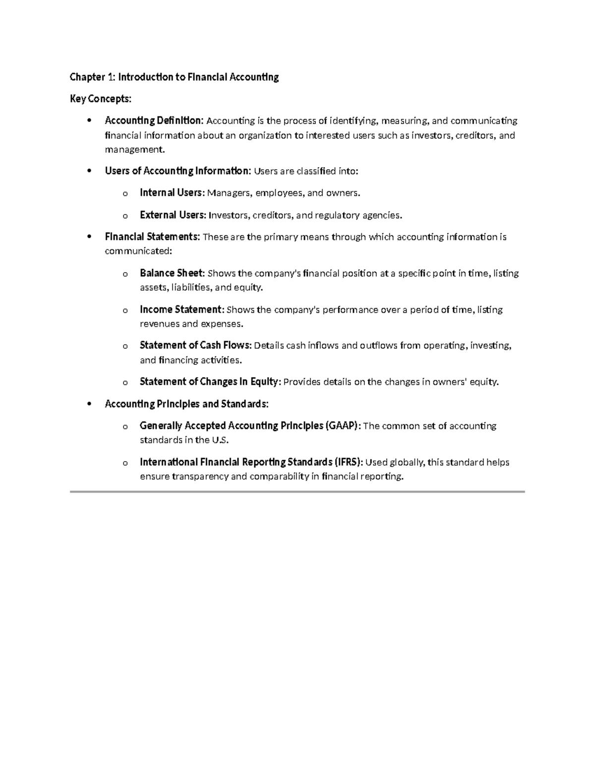 Chpater 1 FAR - NOTES - Chapter 1: Introduction to Financial Accounting ...