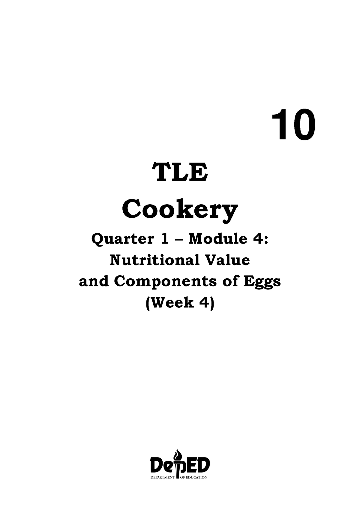 4 Q1 TLE Cookery 10 - 10 TLE Cookery Quarter 1 – Module 4: Nutritional ...