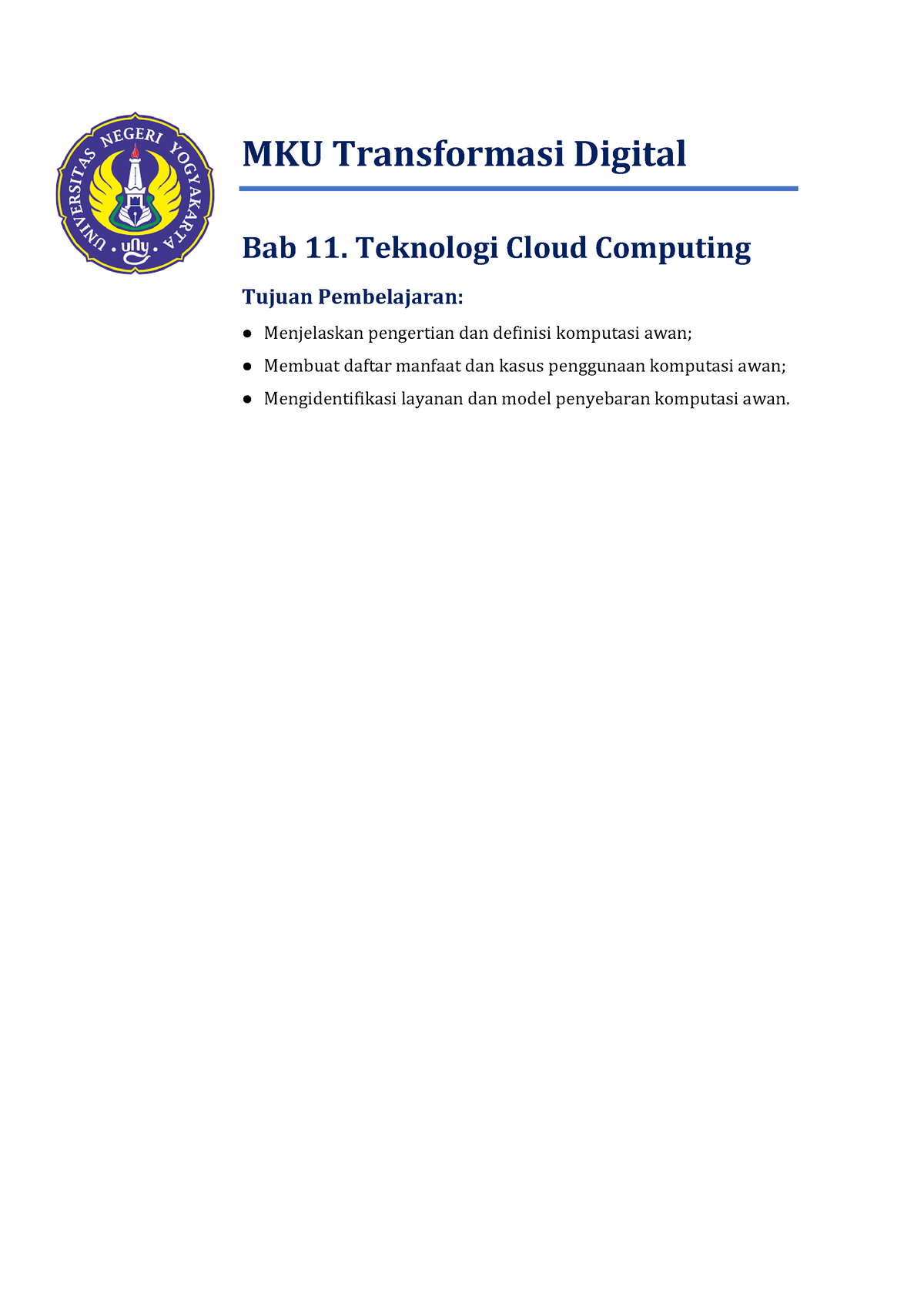 BAB 11. Teknologi Cloud Computing - MKU Transformasi Digital Bab 11 ...