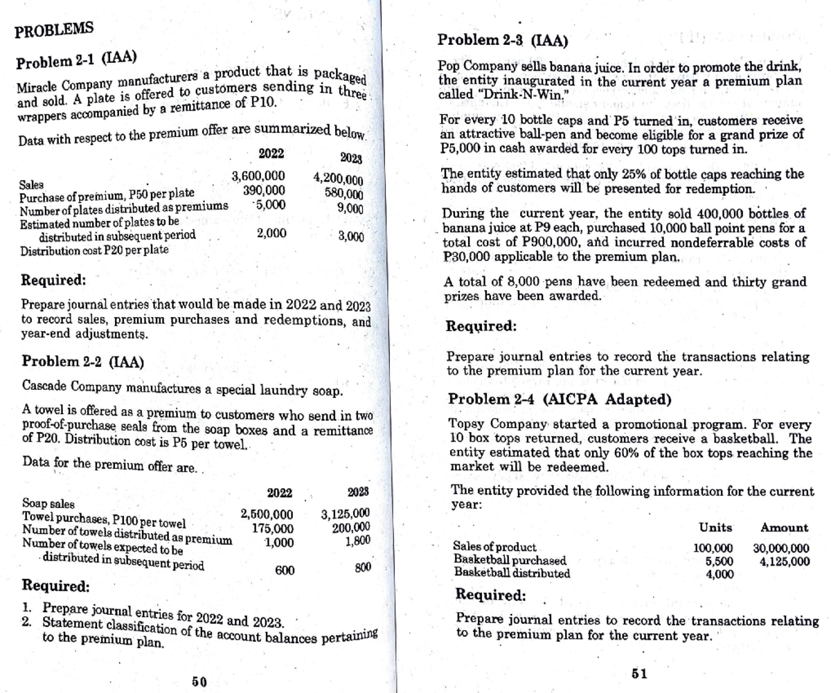 Premium-Liability-Coupon-Offer - PROBLEMS Problem 2-1 (IAA ...