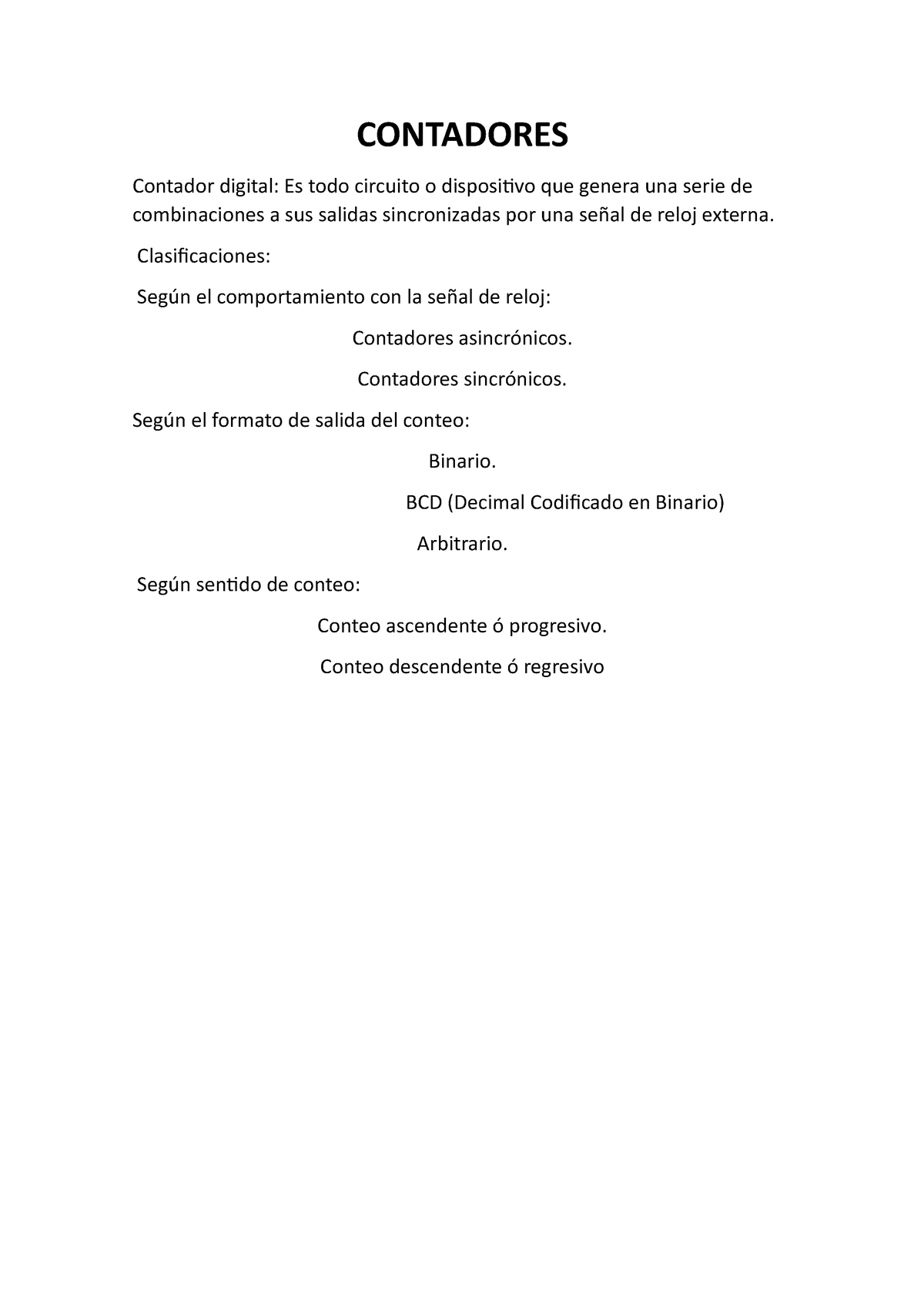 Contadores - CONTADORES Contador Digital: Es Todo Circuito O ...