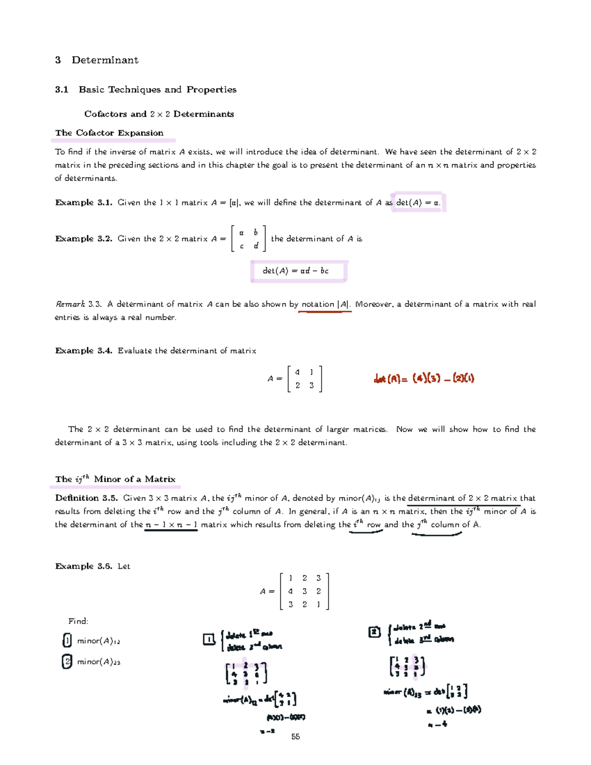 3.1 class notes solutions - 3 Determinant 3 Basic Techniques and ...