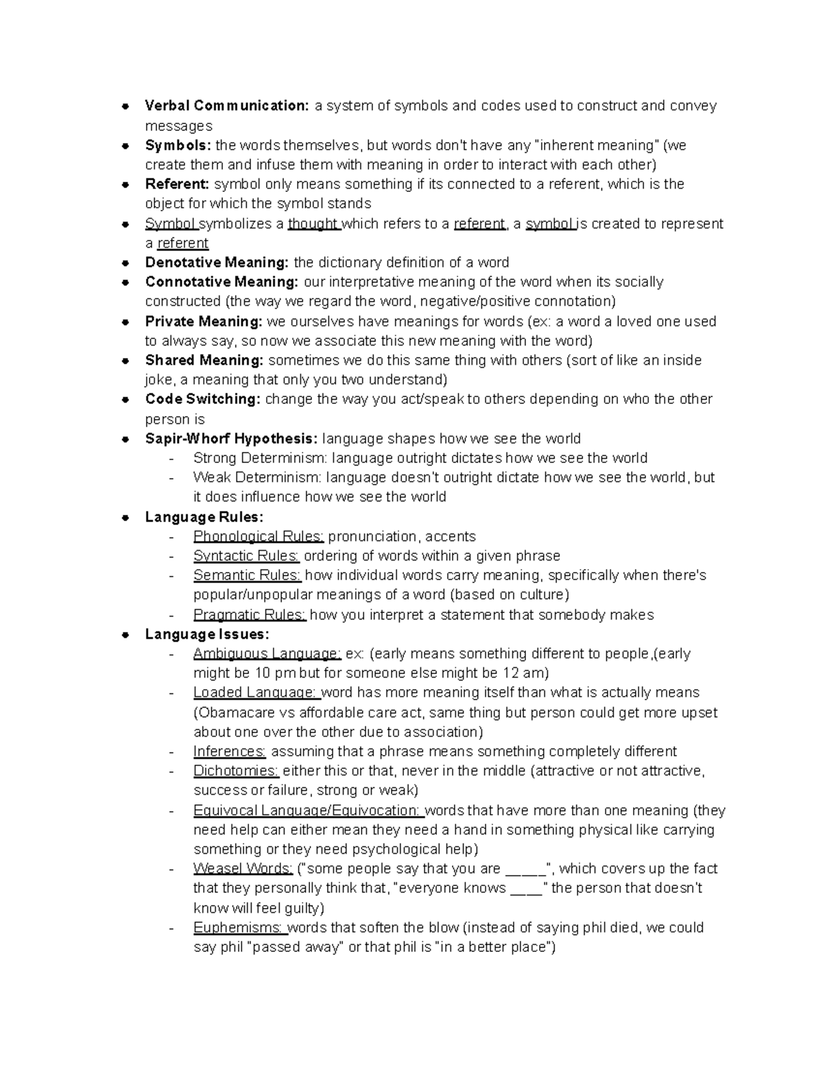 COMM 1000 Verbal Communication - Verbal Communication: a system of ...