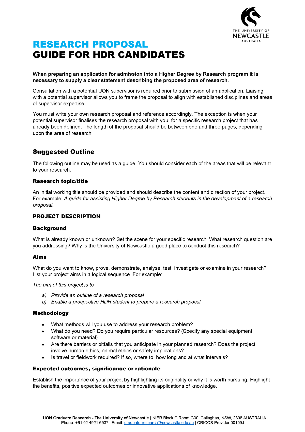 uon research proposal format
