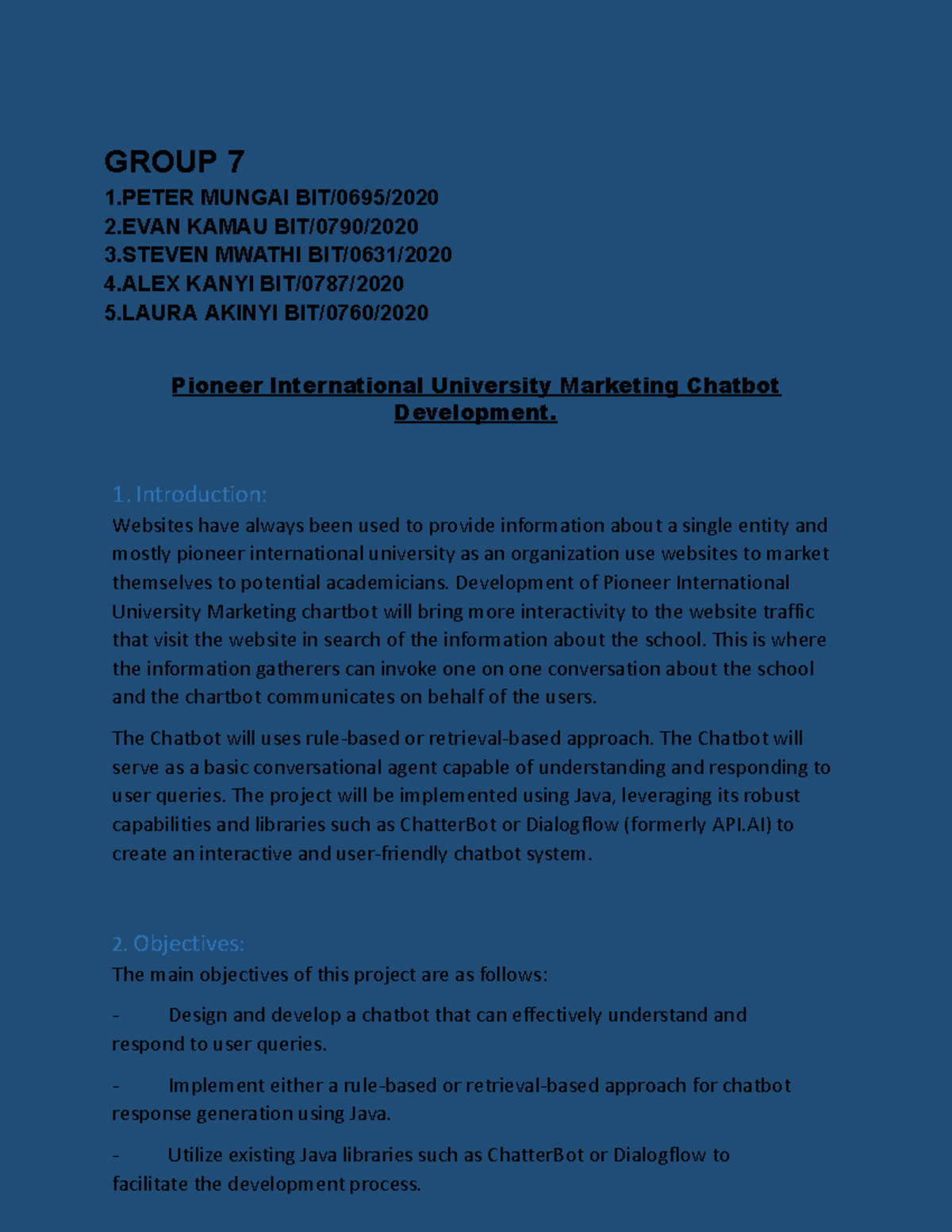 Proposal Project For Ai Group 7 1 Mungai Bit 0695 2 Kamau Bit 0790