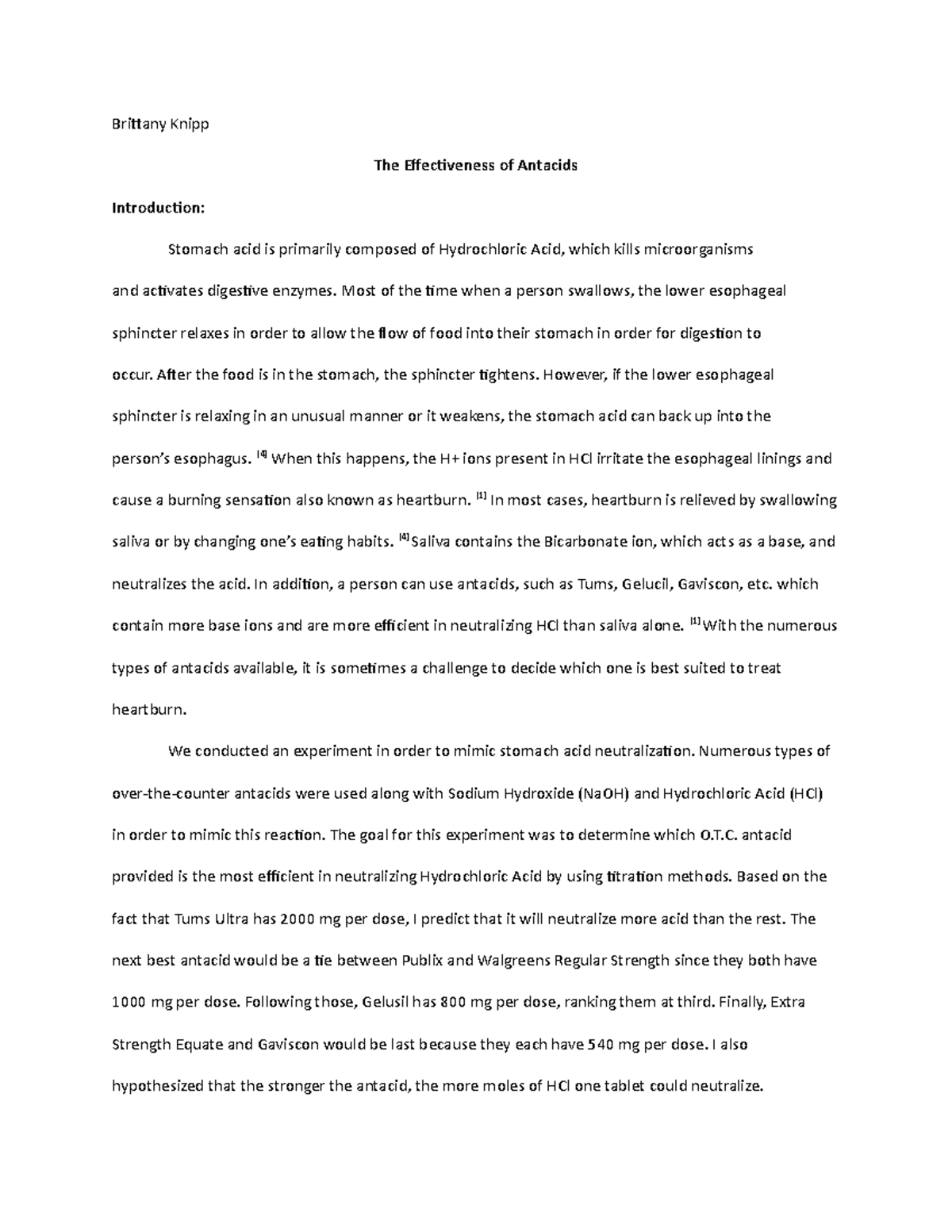 Labreport osmosis potential Brittany Knipp The Effectiveness of