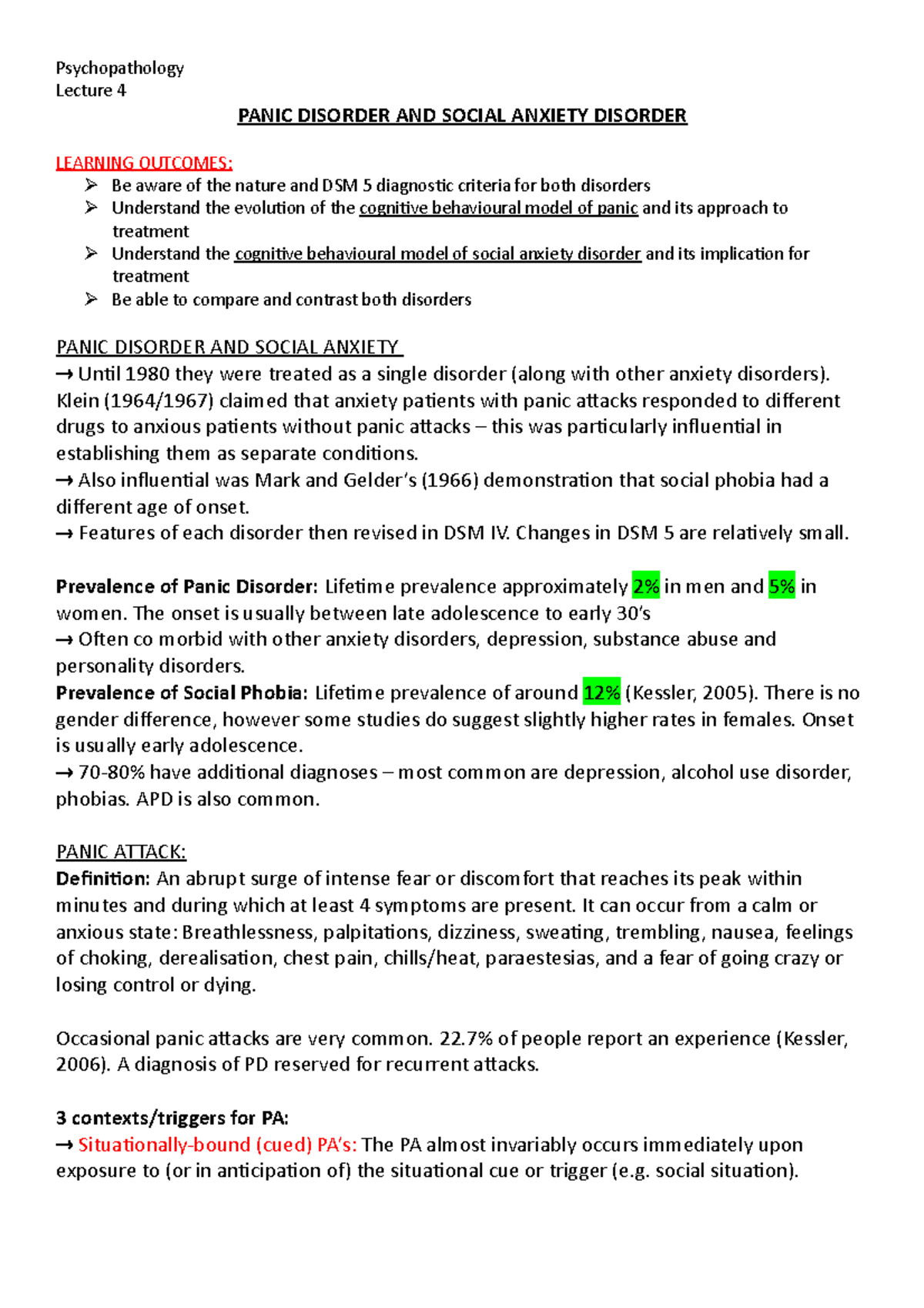 PP L4 - Lecture note of week 4 covering Psychopathology module ...