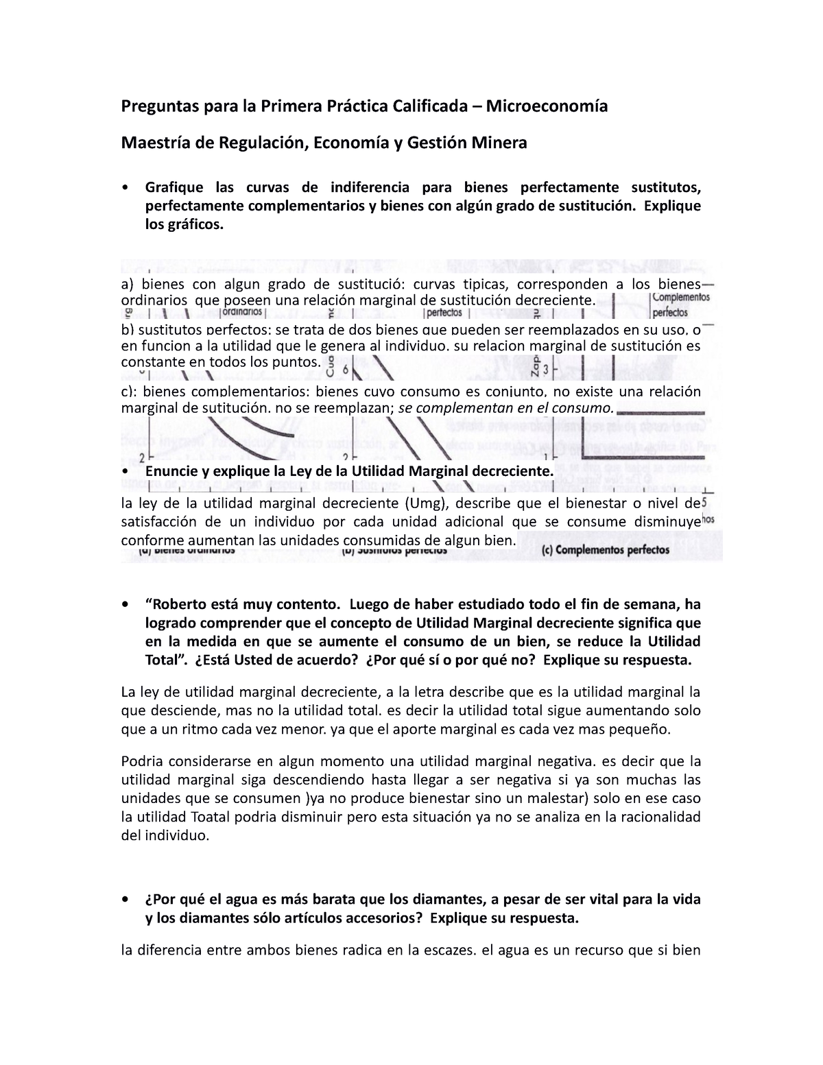 Balotario Primera Microeconomiìa - Mineriìa - Preguntas Para La Primera ...