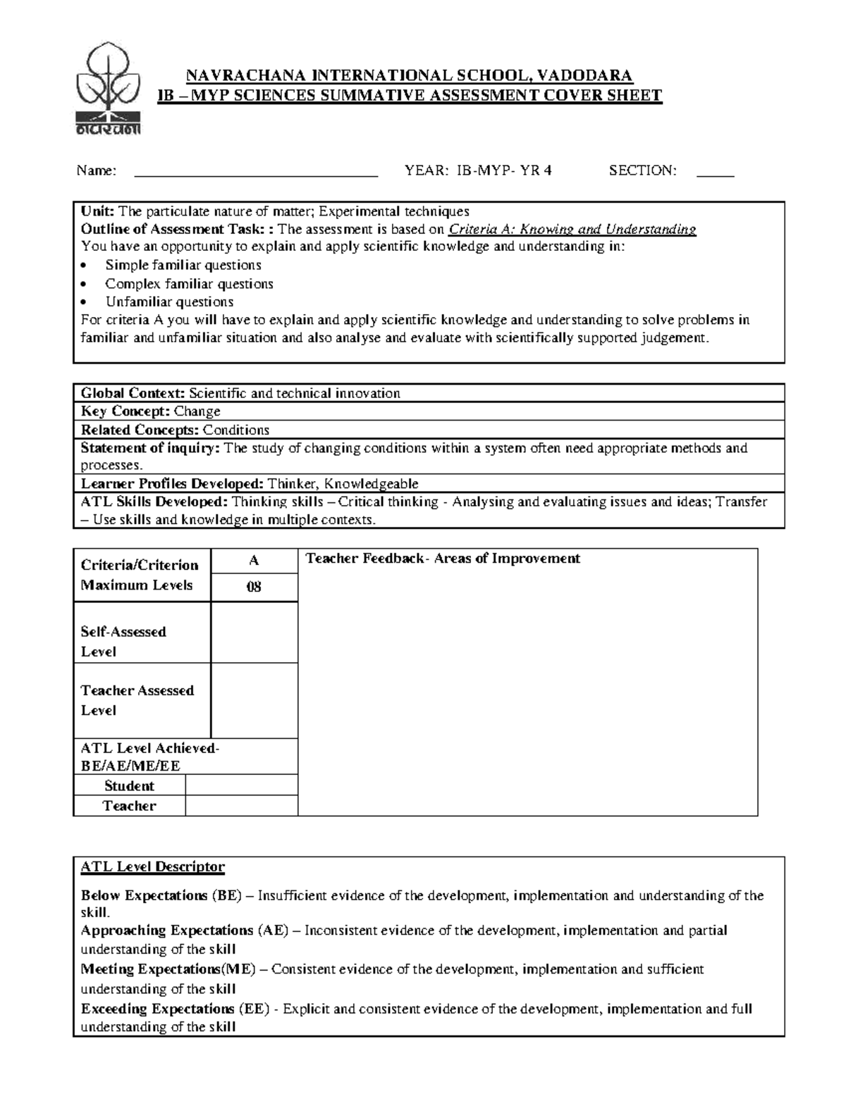 MYP4- U1 2-Criteria A edited - IB –NAVRACHANA INTERNATIONAL SCHOOL ...