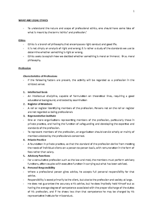 Legal Ethics Notes -2019 - UNIVERSITY OF ZIMBABWE LL. (HONS) PART III ...