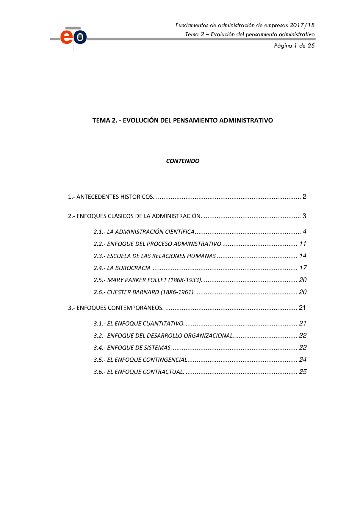 Tema 2- Evolu Pens Admin - Tema 2 ñ EvoluciÛn Del Pensamiento ...