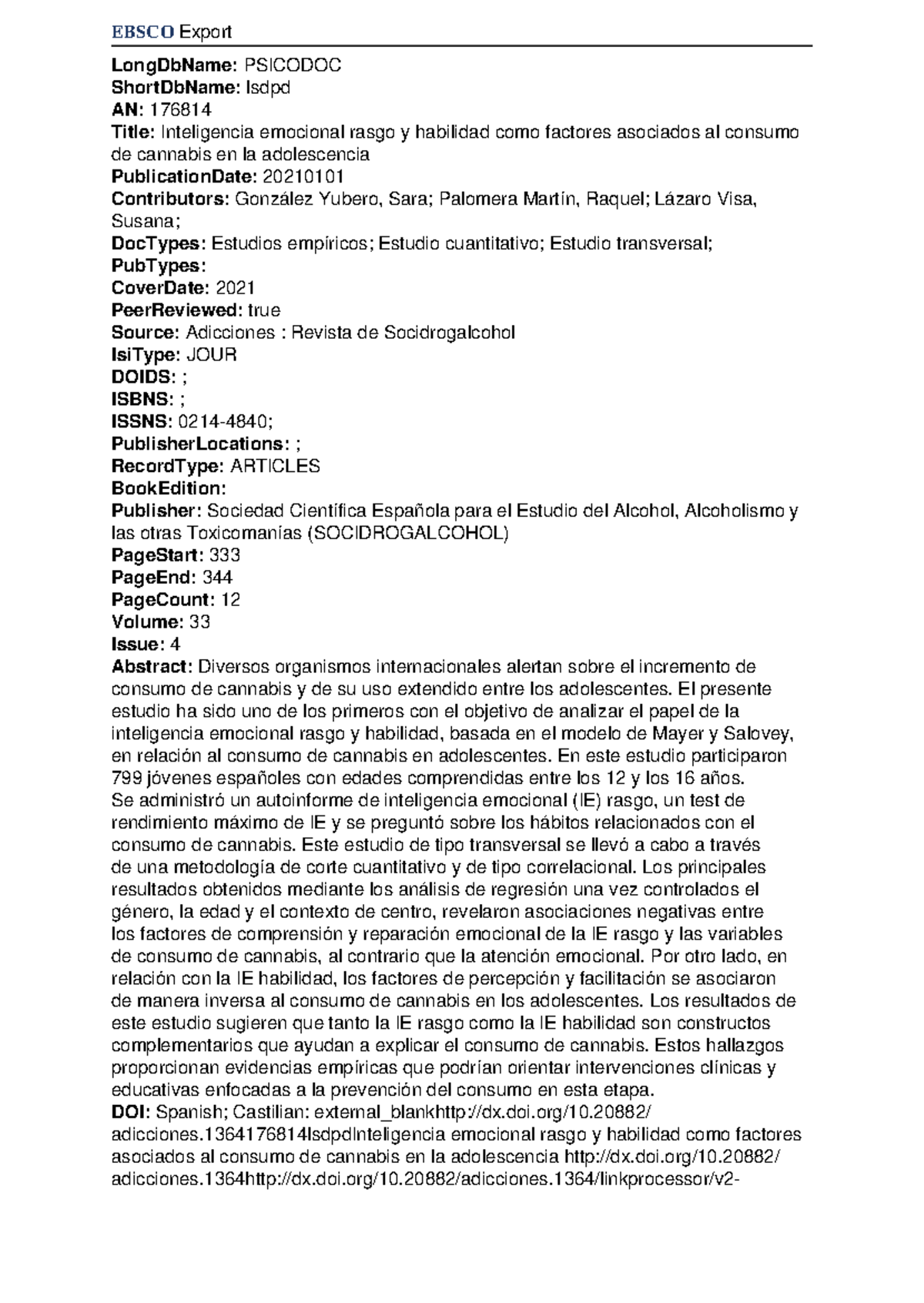Ebsco Metadata 2024 05 23 - EBSCO Export LongDbName: PSICODOC ...