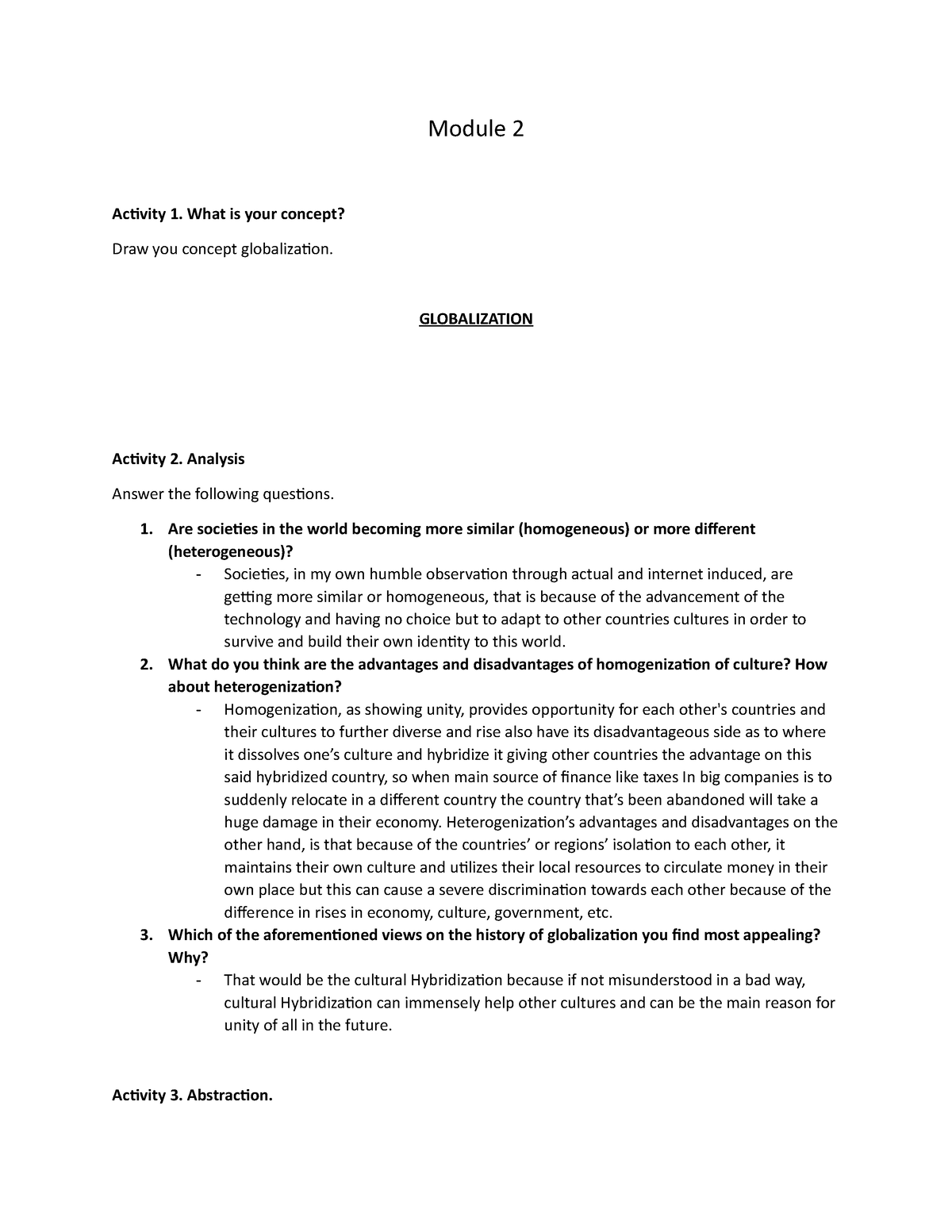 Module 2 Contemporary World(almost Done) - Module 2 Activity 1. What Is ...