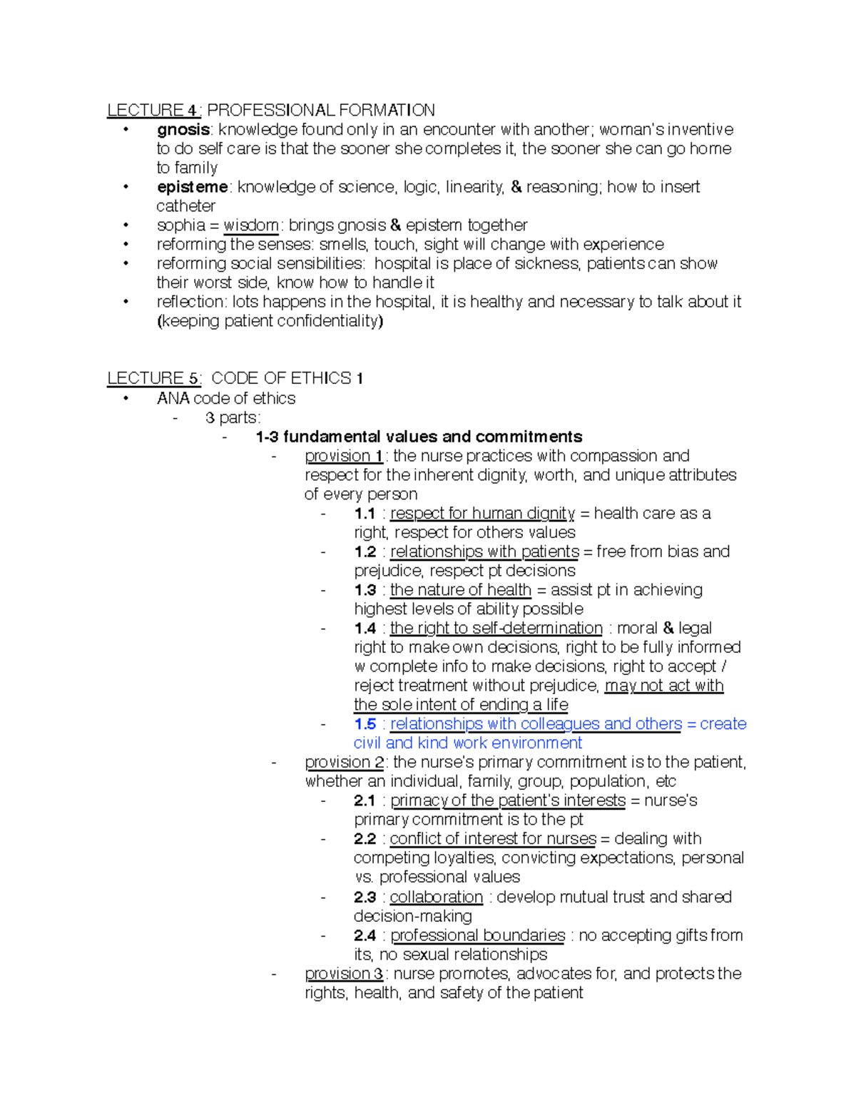 221 exam 1 notes - LECTURE 4: PROFESSIONAL FORMATION gnosis: knowledge ...