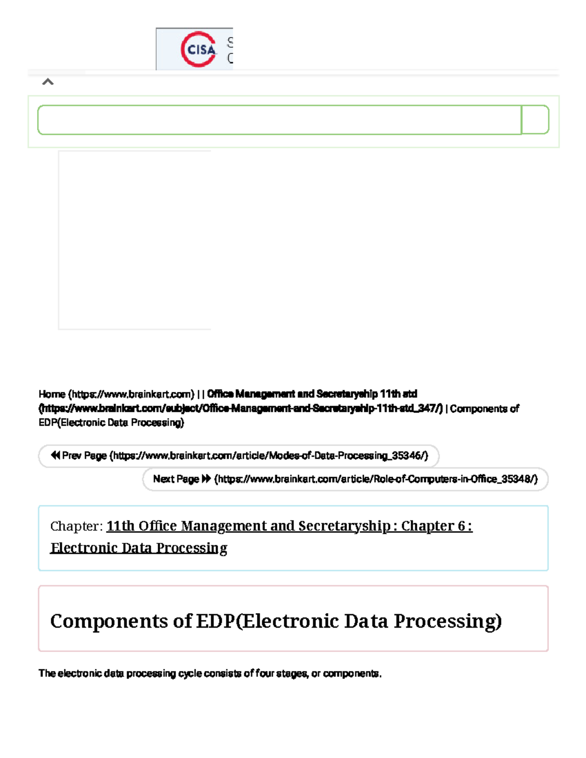 Components of EDP(Electronic Data Processing) - Computer science - Studocu