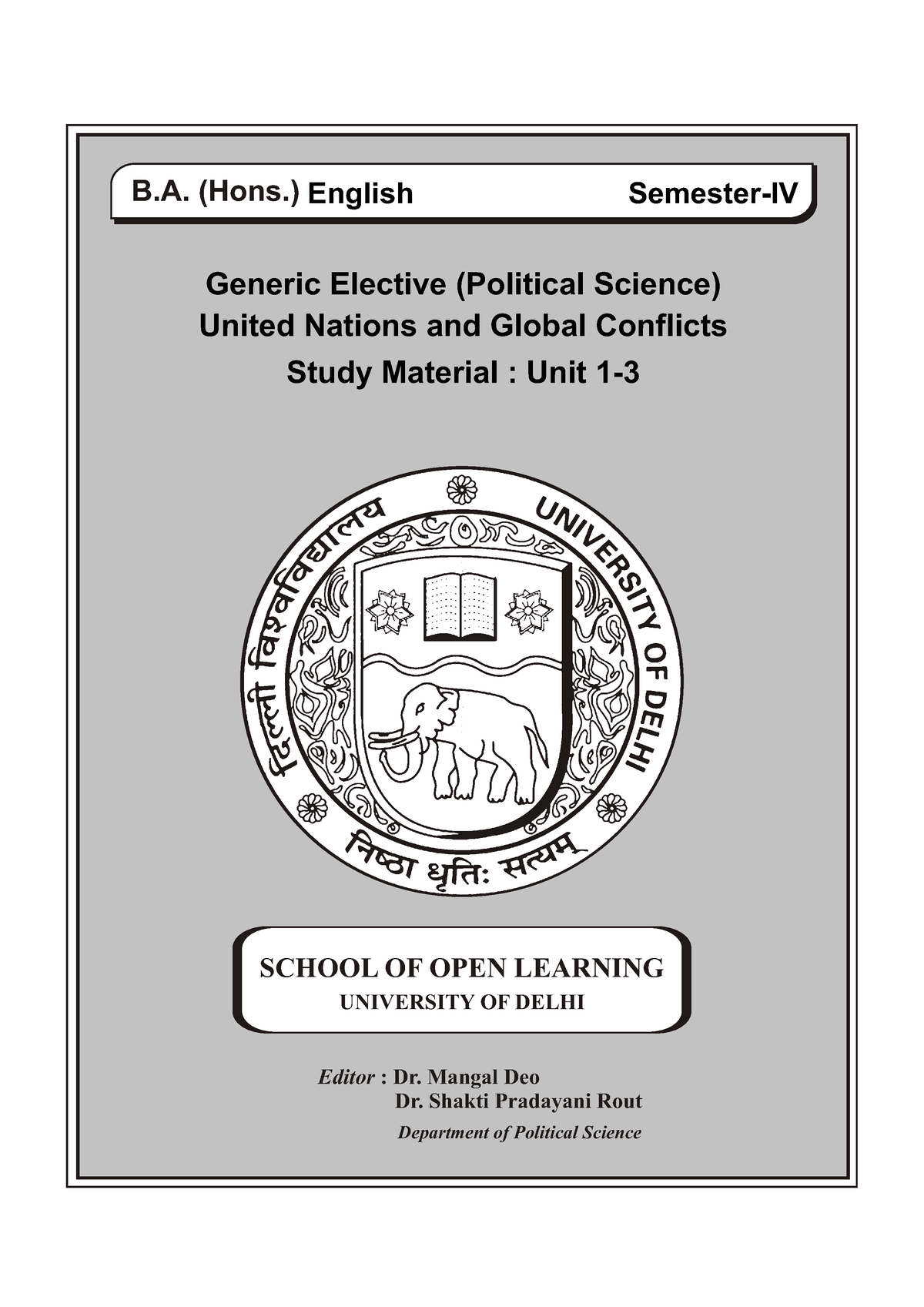 GE Pol Sci SEM4 - B. (Hons.) Generic Elective (Political Science ...