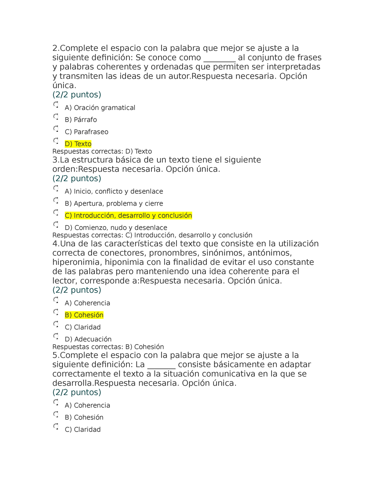 PRUEBA 2021, Preguntas Y Respuestas - 2 El Espacio Con La Palabra Que ...