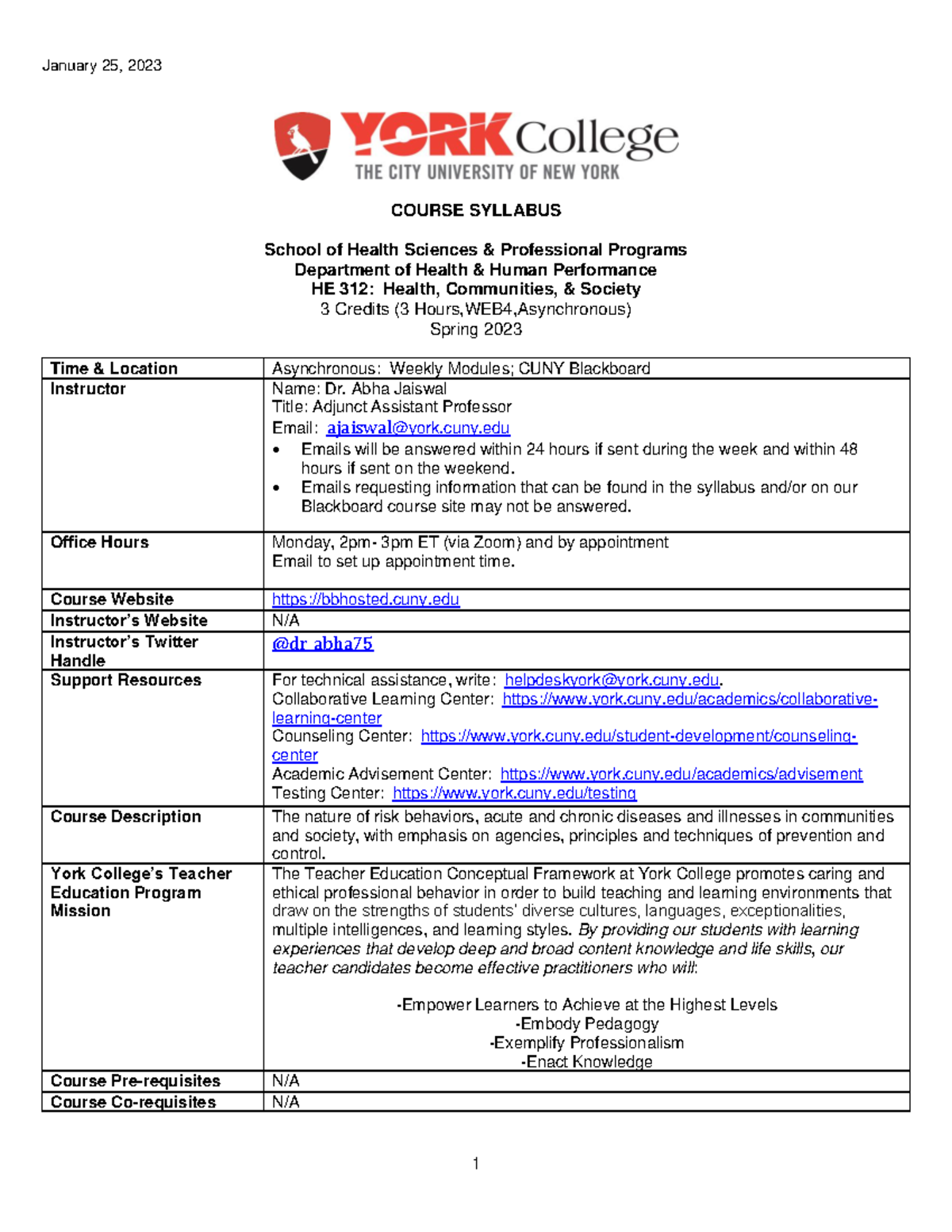 HE 312 Asynchronous WEB4 - COURSE SYLLABUS School of Health Sciences ...