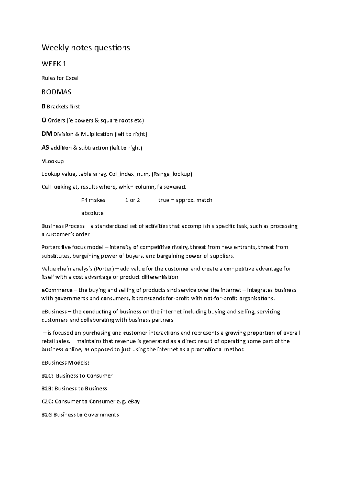 Week 1 notes - Summary Introduction to Business Information Systems ...