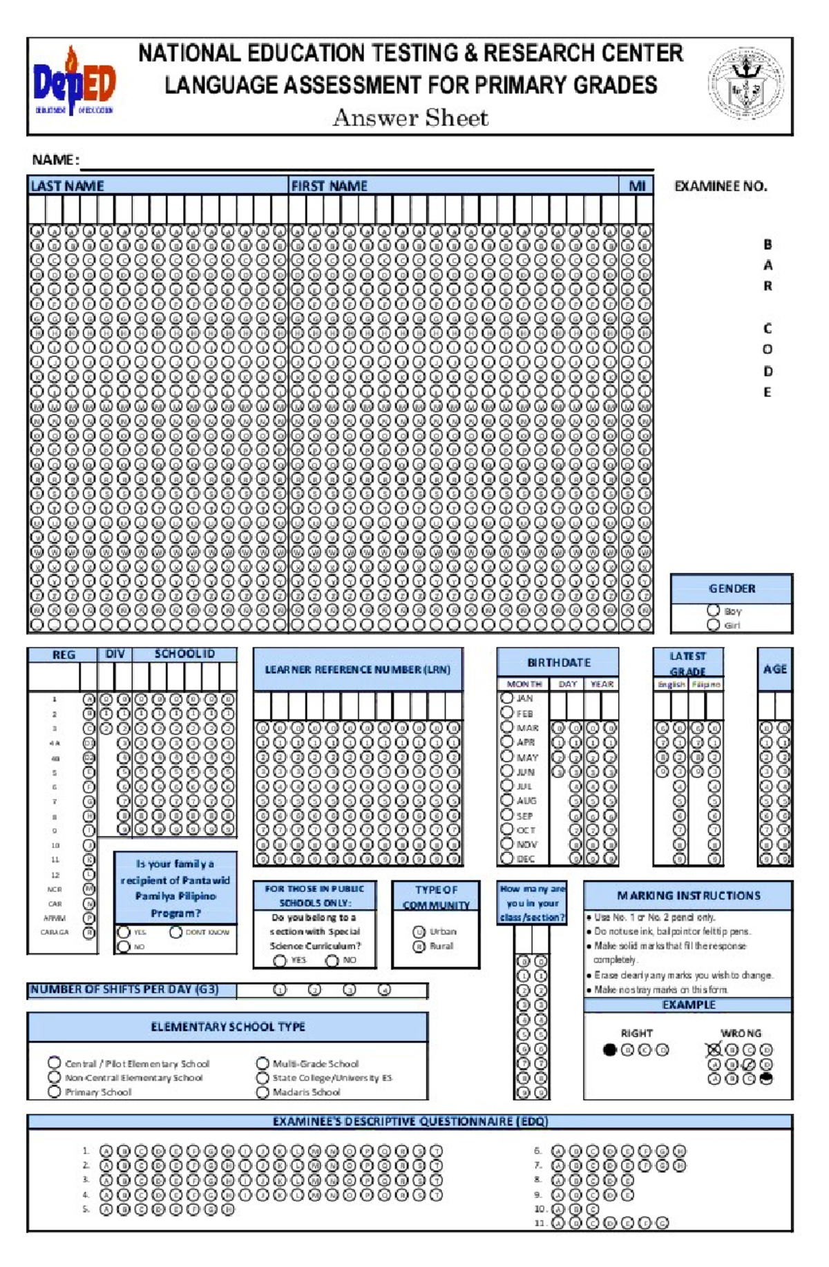 LAPG - NaT abcde answer sheet - Studocu