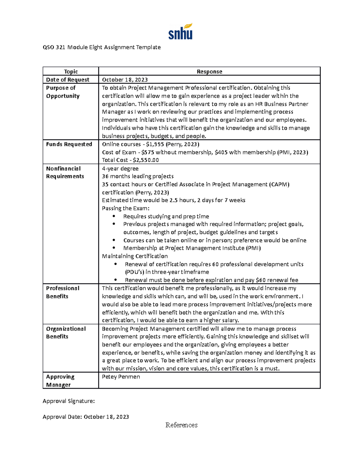 Module Eight Assignment Professional Development - QSO 321 Module Eight ...
