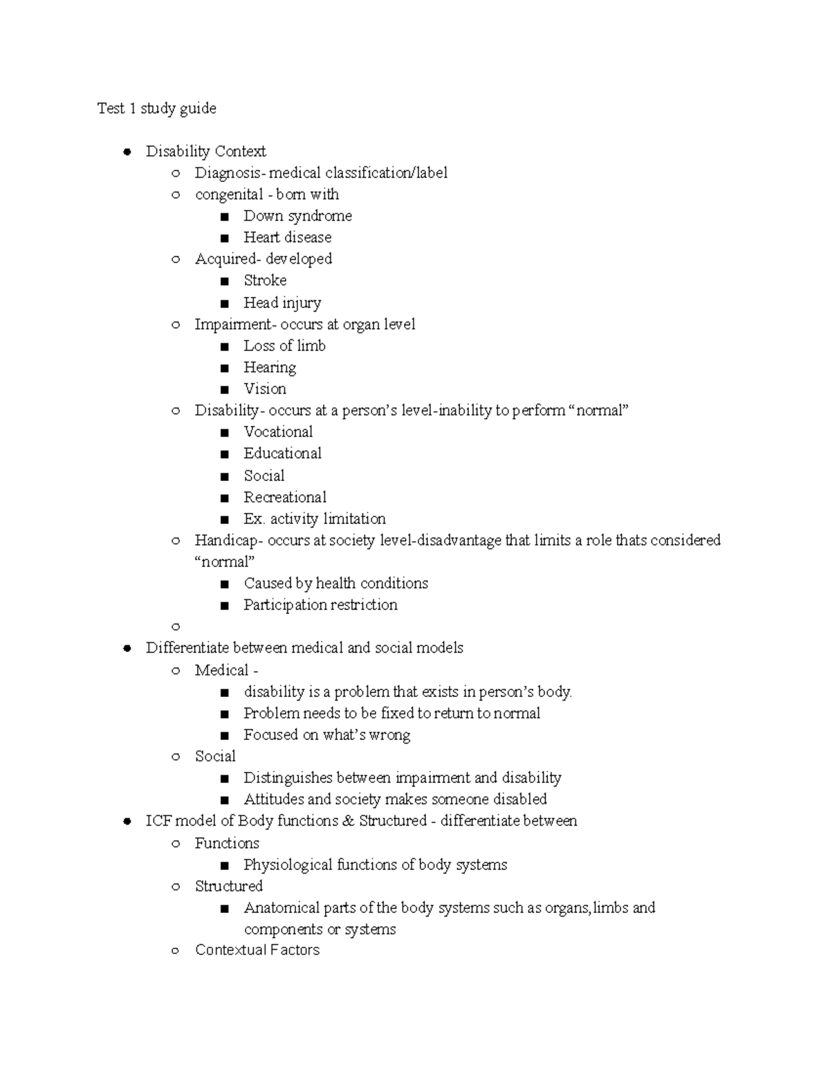 TEST 1 study guide Module 1 through Module 3 Test 1 study guide