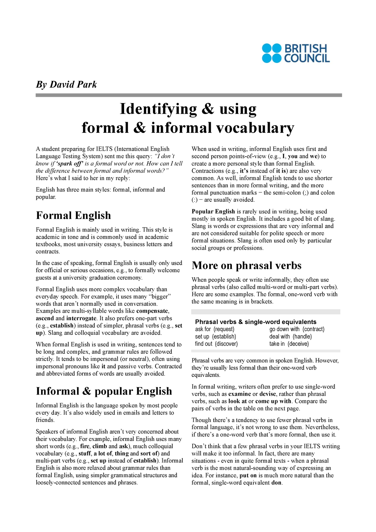 identifying-formal-and-informal-vocabulary-by-david-park-identifying