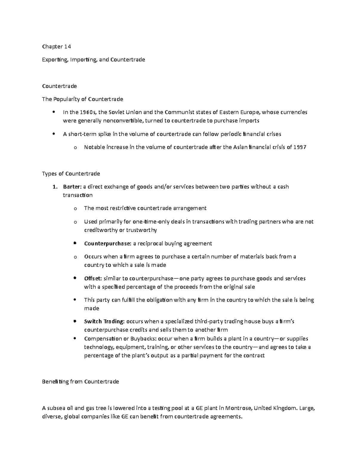 Chapter 14 Lecture Notes 6 - Chapter 14 Exporting, Importing, and ...