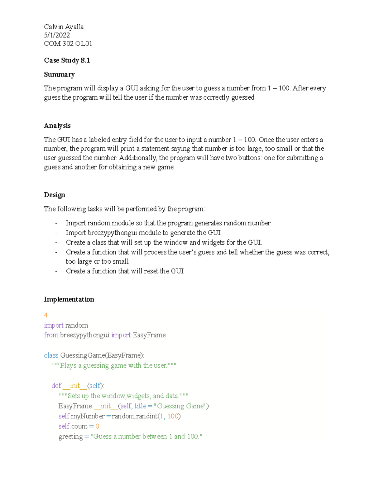 Case Study 8.1 Assignment - 5/1/ COM 302 OL Case Study 8. Summary The ...