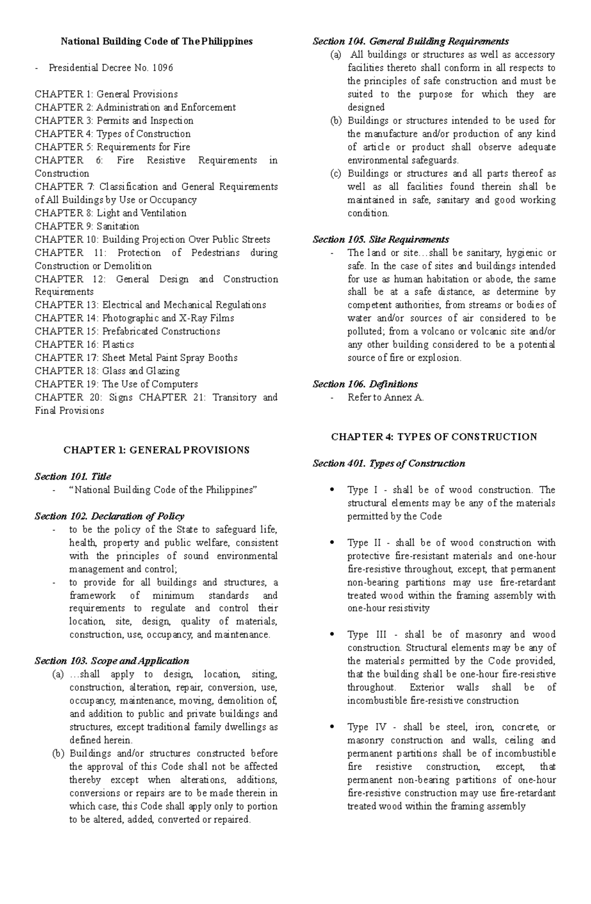 BSD Reviewer1 reviewer National Building Code of The Philippines