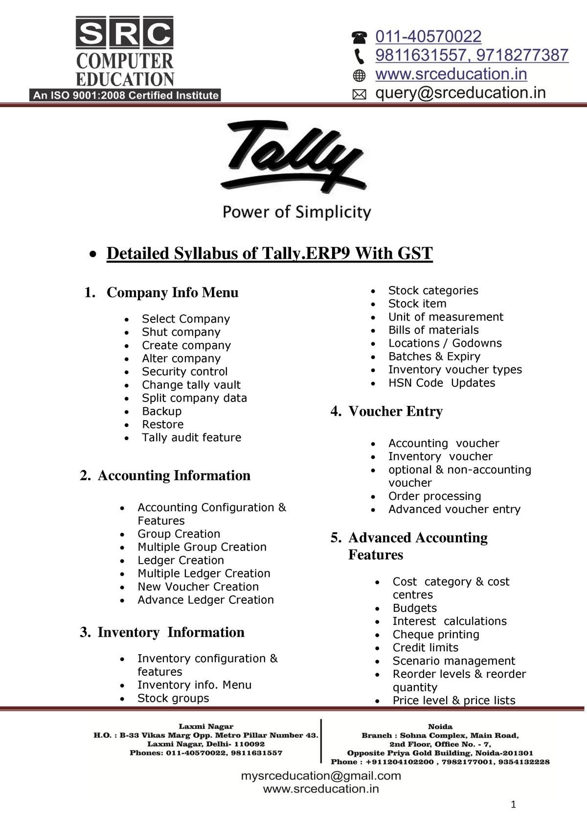 Advancetallyerp9 Jausujw 1 Detailed Syllabus of Tally With GST 1