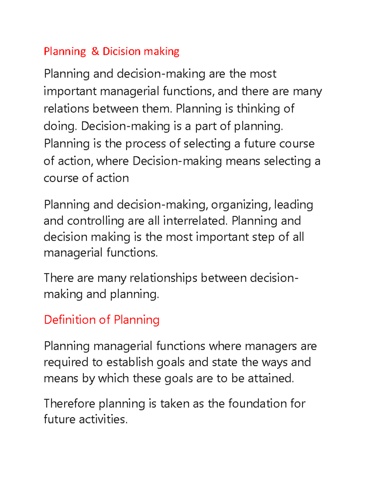 Planning And Decision Making - Planning & Dicision Making Planning And ...