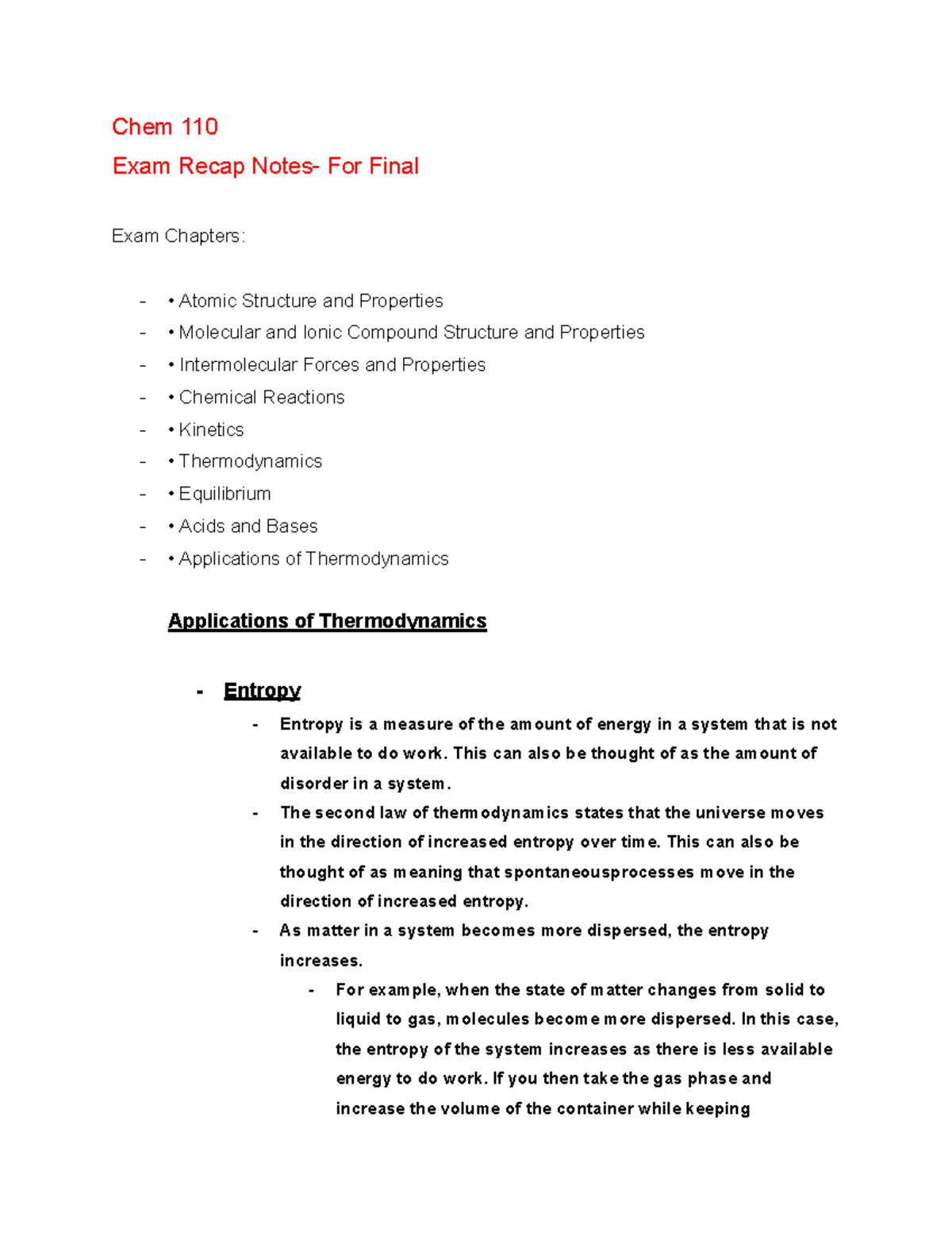 1.53 Chemistry 110 Summary Notes - Google Docs - Chem 110 Exam Recap ...