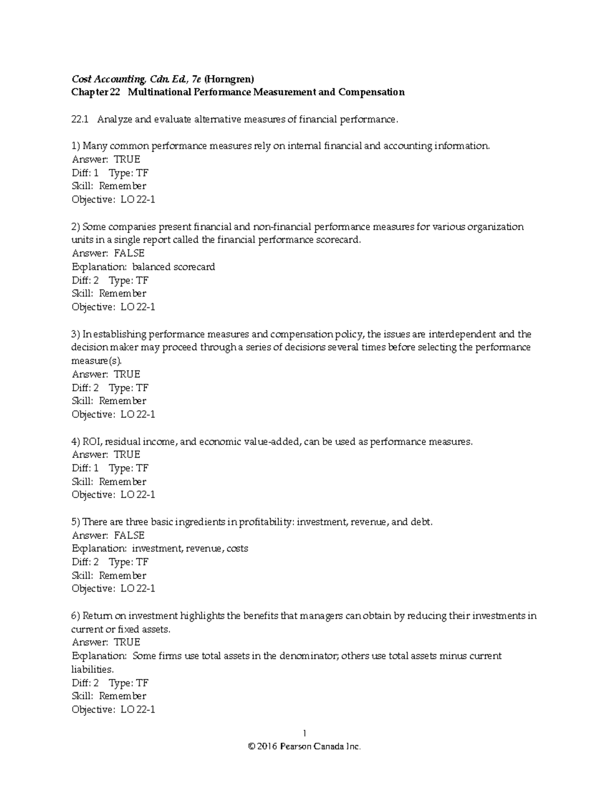 Horngren ch22 - 1 Cost Accounting, Cdn. Ed., 7e (Horngren) Chapter 22 ...