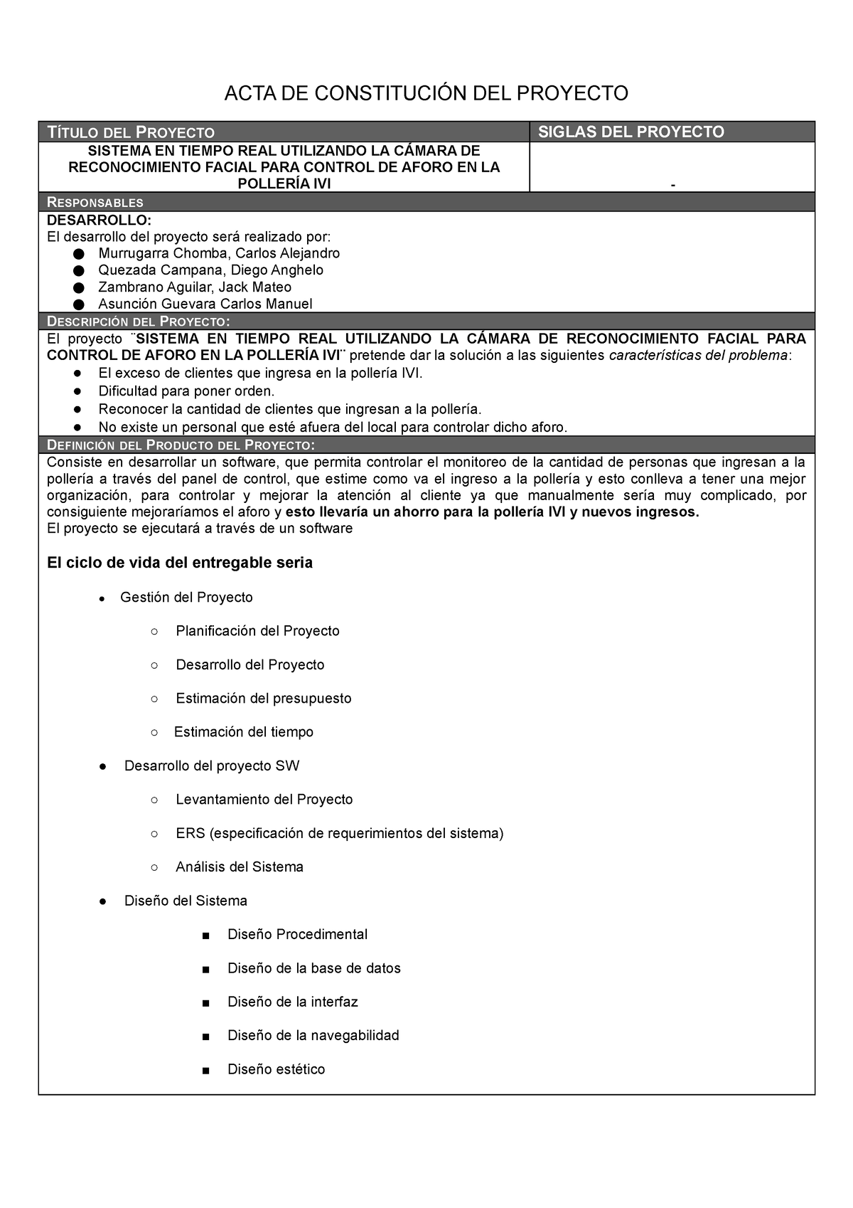 01 Acta De Constitucion Del Proyecto Grupo 6 Acta De ConstituciÓn Del