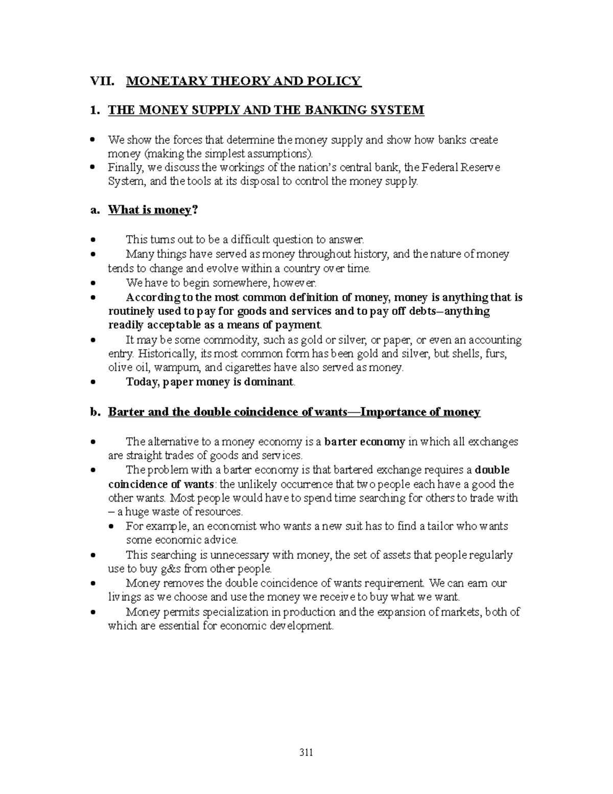 Class Notes 11 - Lecture 11 - VII. MONETARY THEORY AND POLICY 1. THE ...