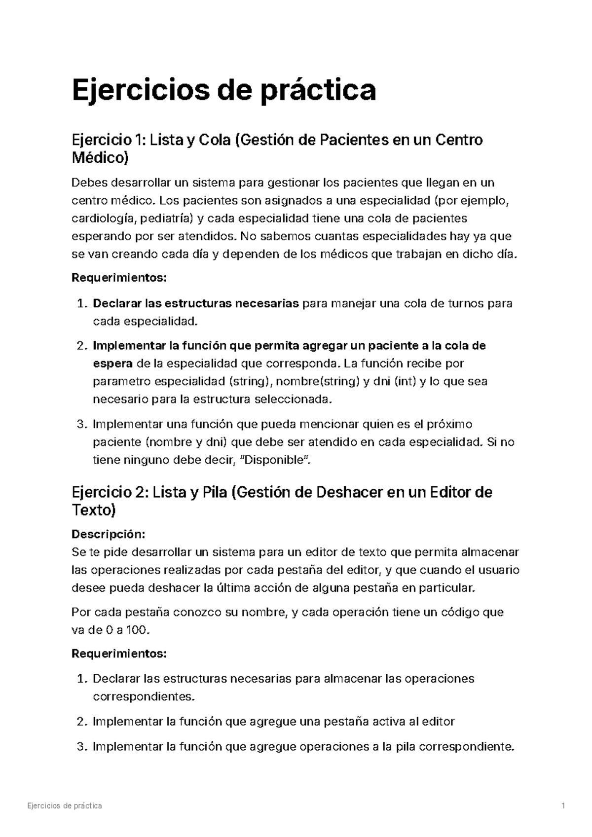 Ejercicios de prctica - Los pacientes son asignados a una especialidad ...